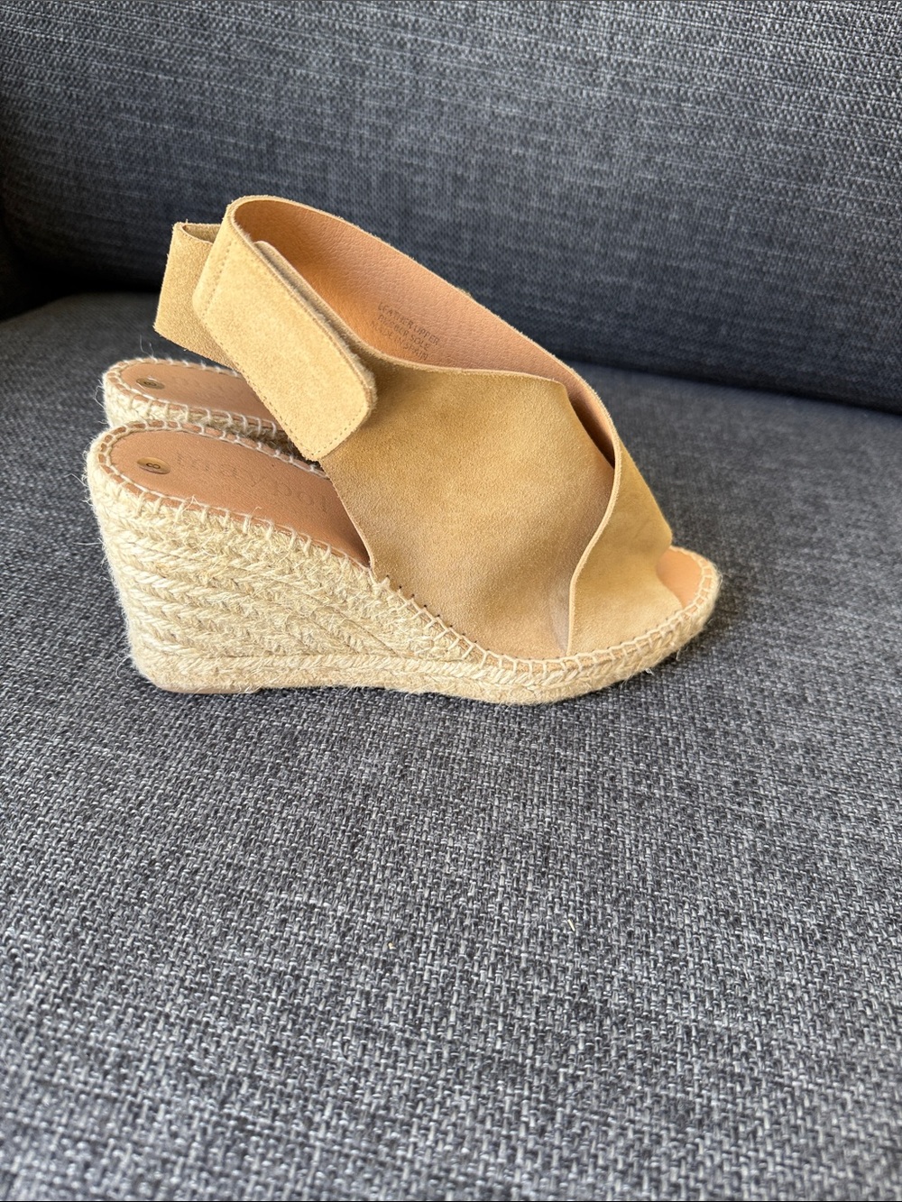Tan Suede Espadrille Wedge Sandals - Women